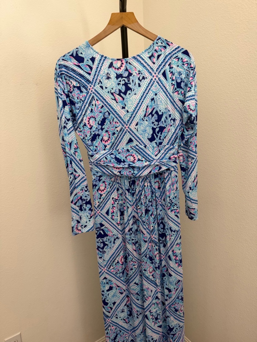 Lilly Pulitzer Nichola Light and Navy Blue Printed Maxi Dress - Picture 7 of 10